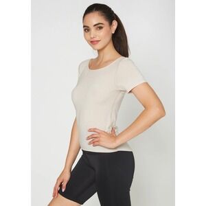 Trophy yoga t shirt oatmeal women's large‎ nwt